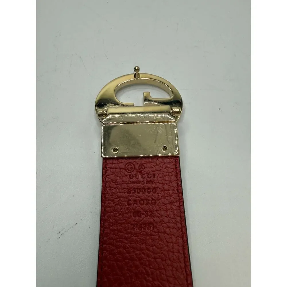 Women's 80-32 Gucci Reversible Belt Black and Red SPB-JB 370446